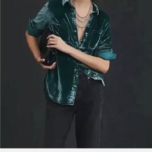 Pilcro Men's Velvet Shirt in Deep Green